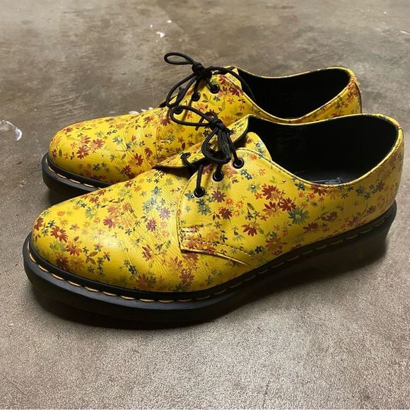 Dr. Martens Shoes - Dr Martens 1461 - Yellow Flowers - Women US 10